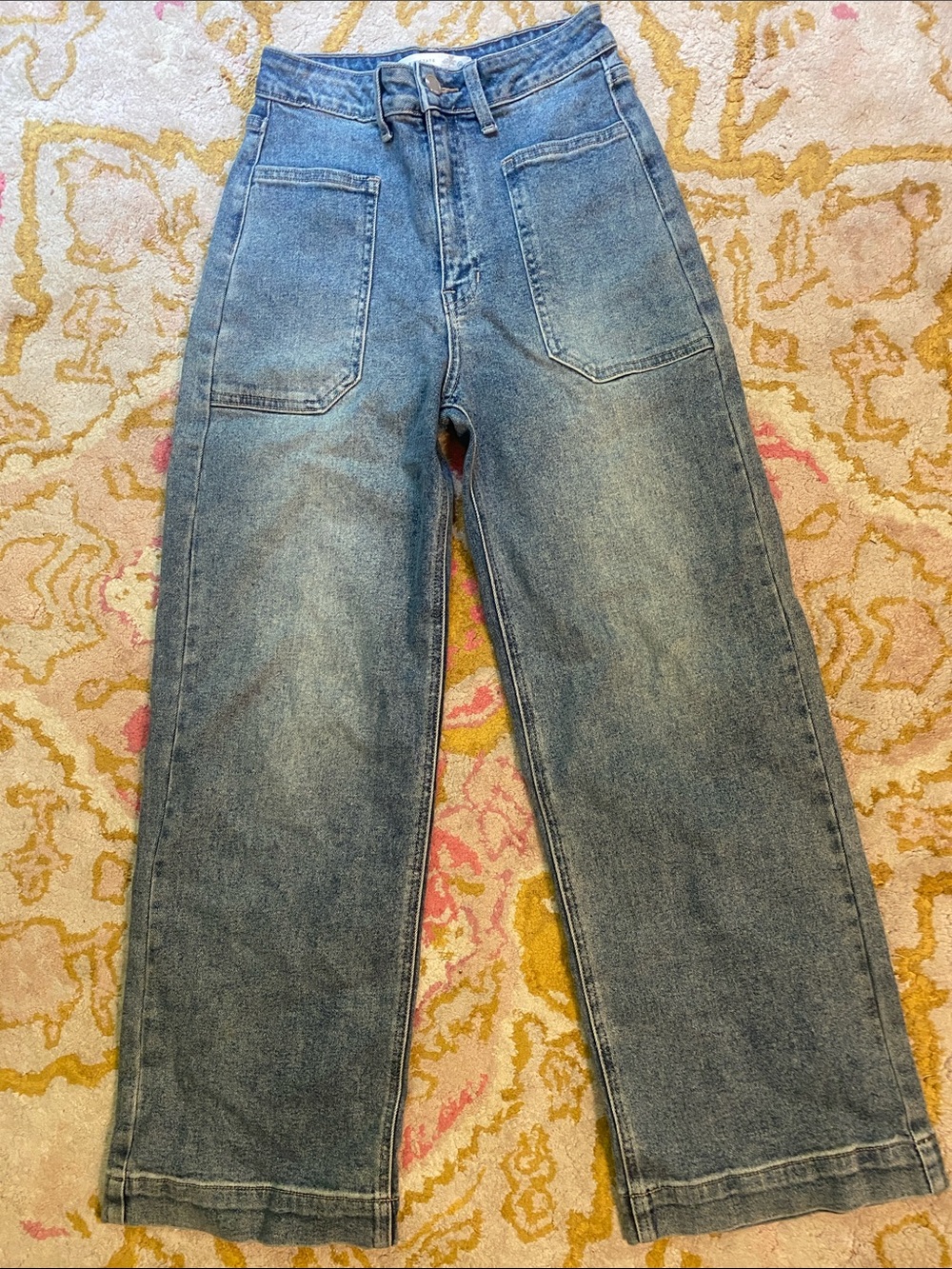 Altar'd State Wide-Leg High-Rise Blue Denim Jeans